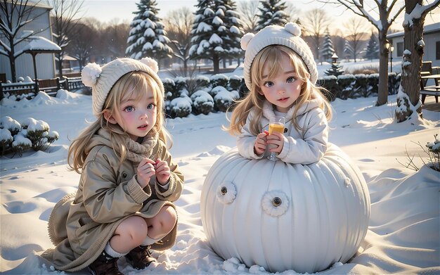 Winter outdoor portrait of adorable kid girl