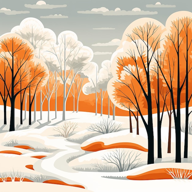 Зимняя палитра Смелая иллюстрация сезонных деревьев