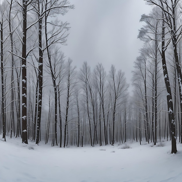 Зимняя панорама леса, покрытого снегом, сгенерированная ИИ