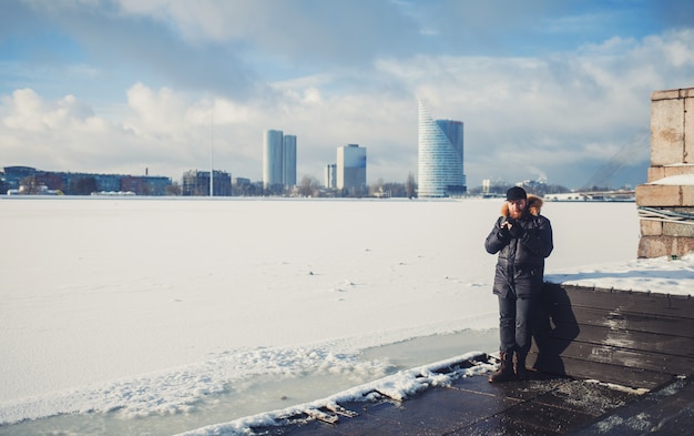 Winter panorama of Riga, Latvia