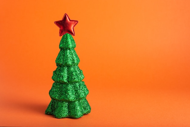 Winter Pine tree made of green glitter with red star