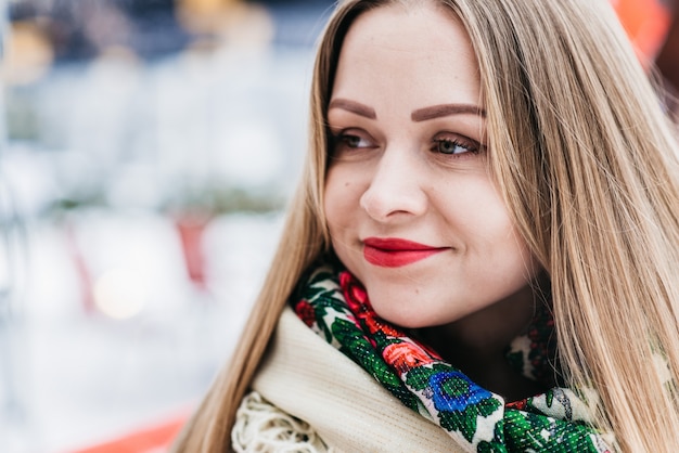 Winter portrait of a very beautiful girl