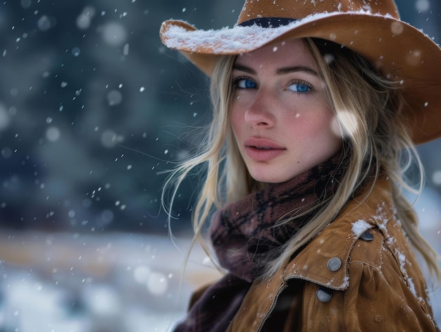 Winter Portrait of a Woman in a Snowy Setting