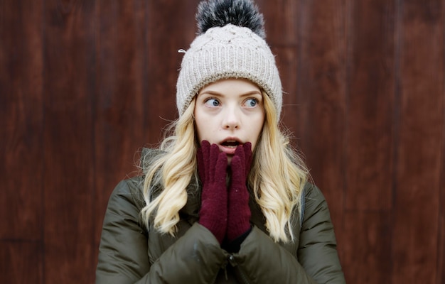 winter portrait of a young beautiful woman