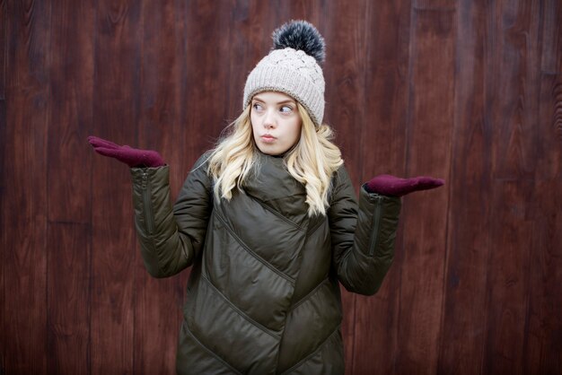 winter portrait of a young beautiful woman