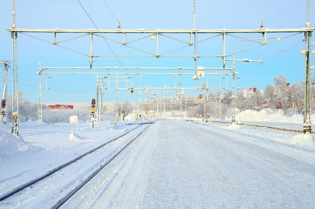 Winter railroad-platform