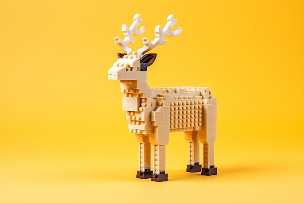 Зимние олени на санях Lego Constructor с новогодней игрушкой и минифигурой, созданной с помощью генеративного ИИ