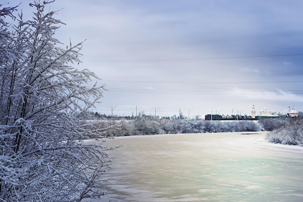 Winter river in forest