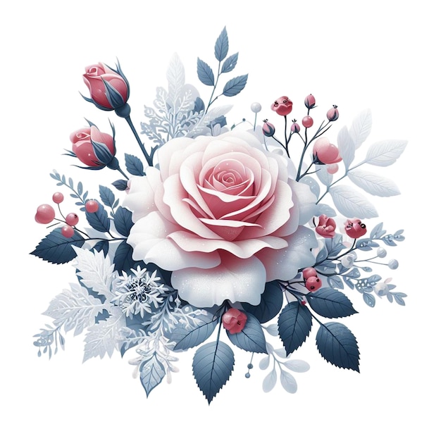 Photo winter rose flower clipart