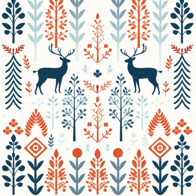 Photo winter's serene nordic charm a seamless and repeatable minimalist retro pattern