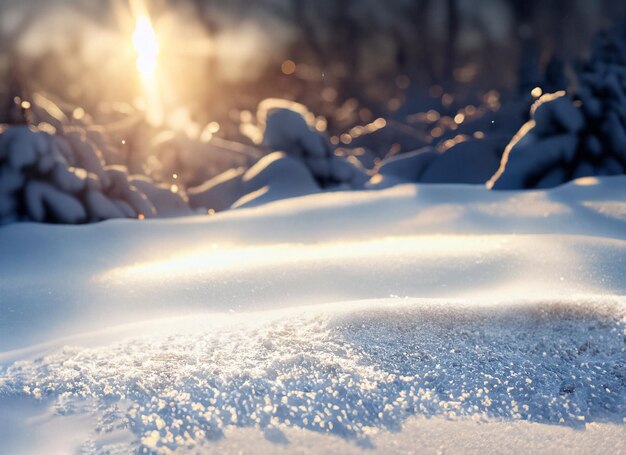 新雪に輝く冬のきらめきの陽光