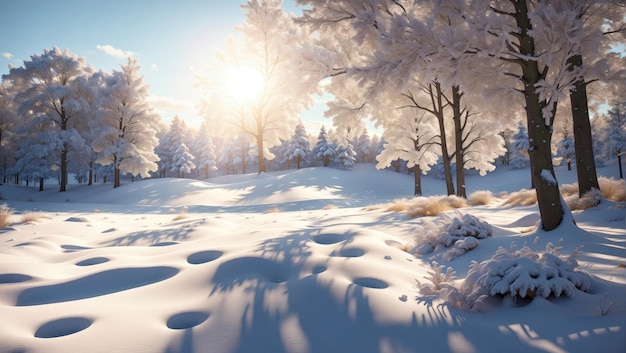 Winter's Tranquil Sunlit Landscape