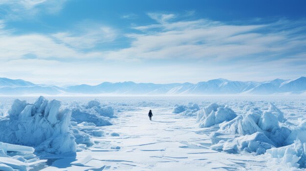 Winter's Tranquility A Tourist's Serene Journey Across Siberia's Frozen Baikal Lake