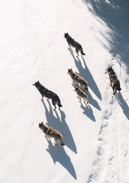 Winter's unity majestic wolf pack in the forest generative ai