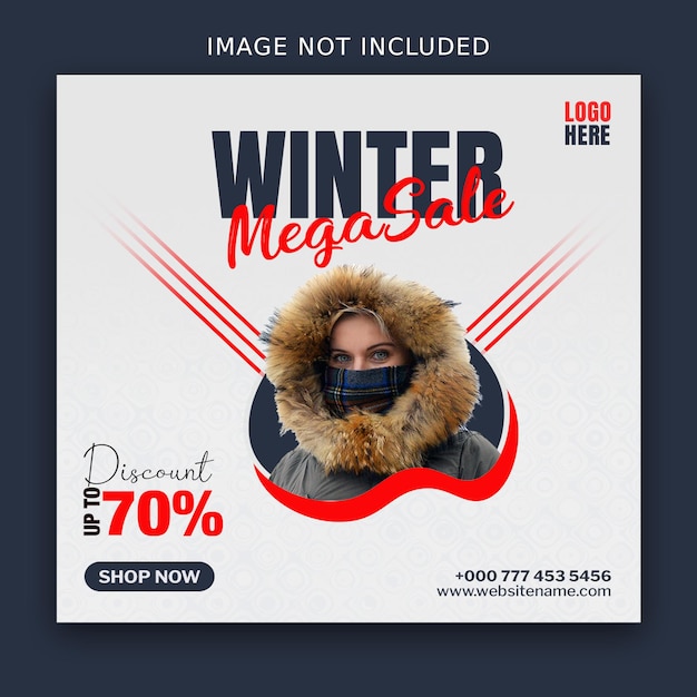 写真 冬のセール - ソーシャルメディアとインスタグラムのポストデザインのテンプレート