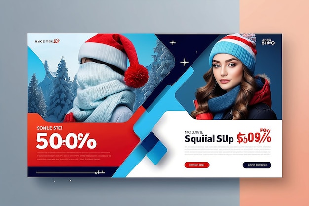 Photo winter sale social media web banner template design digital poster for advertising square templates for publications and advertising