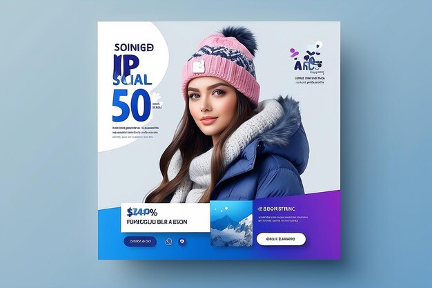 Photo winter sale social media web banner template design