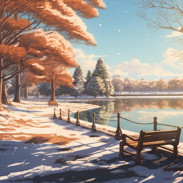 Winter scene painting