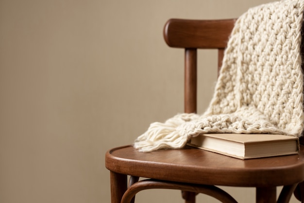 Winter scene with book on chair