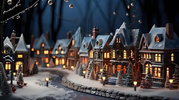 Foto scena invernale con albero di natale in miniatura di appartamento concetto di natale biglietto di auguri