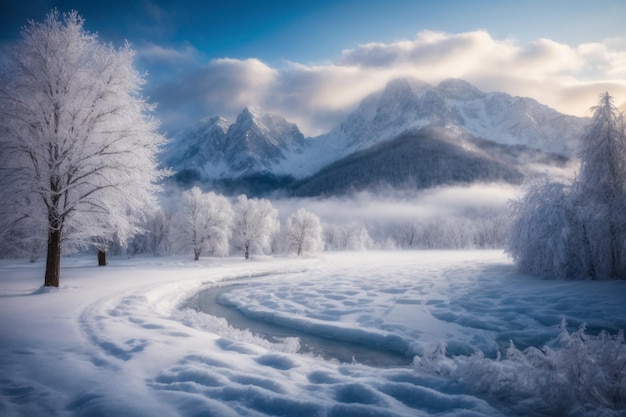 Winter scenery background