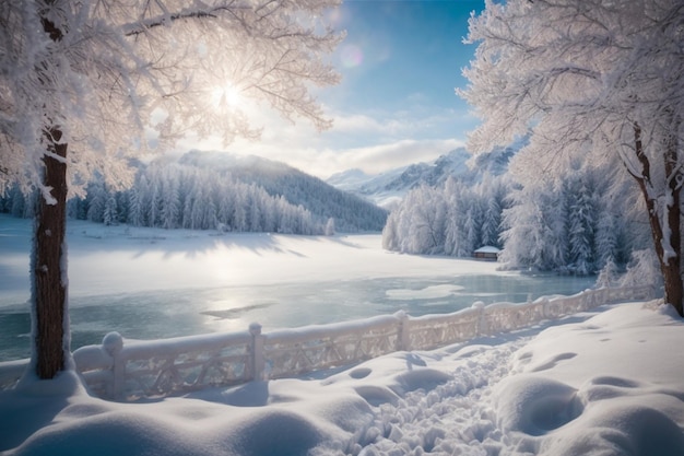 Winter scenery background