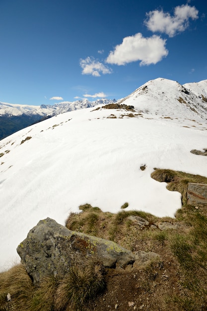 Winter scenic landscape in the italian Alps with snow.