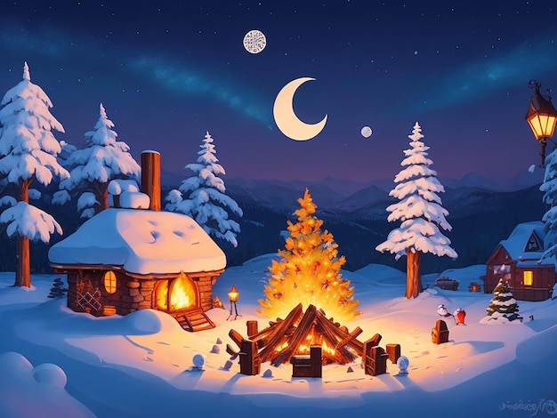 Winter Season background art illustration