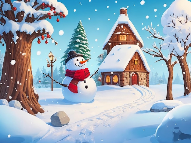 Winter Season background art illustration