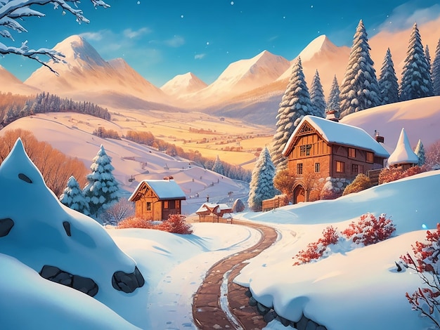 Winter Season background art illustration