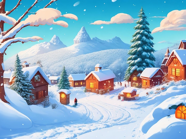 Winter Season background art illustration