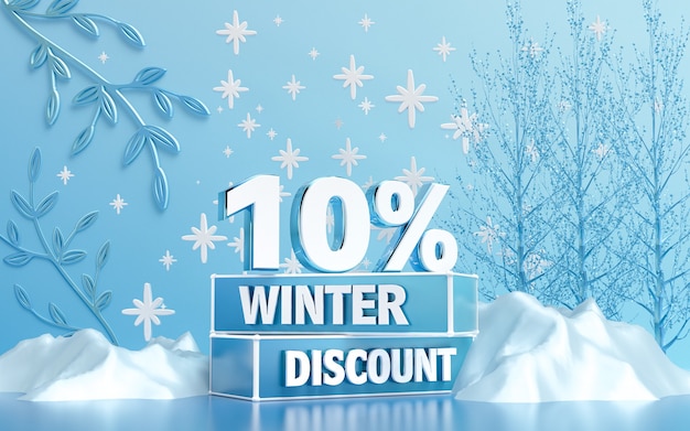 winter season special discount background for social media banner or poster 3d rendering