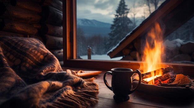 Foto winter serenity de rust van een slapende hond vastleggen gezellige dekens thee en huis