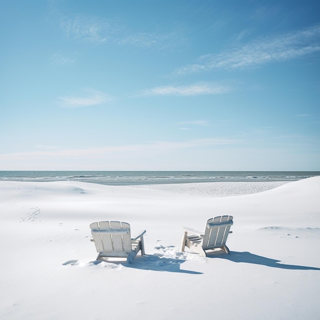 写真 冬の海岸線 ミニマリストのビーチ 雪降り