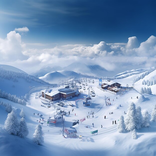 Photo a winter ski resort lift resort