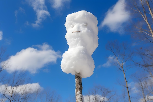 スノーマン の 形 の 冬 の 空 の 芸術 雲