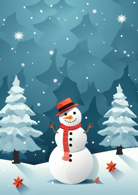 Winter sneeuwlandschap illustratie kerstgroetekaart Generative Ai