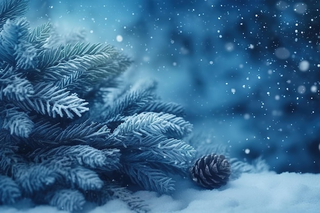 Winter snow christmas tree background