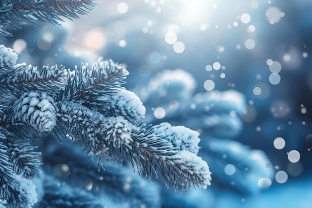 Winter snow christmas tree background