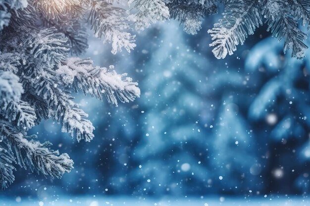 Winter snow christmas tree background