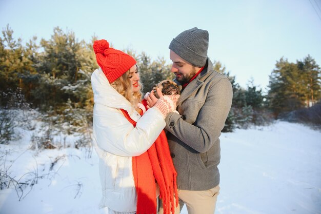 Winter snow couple love story