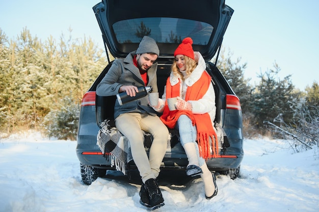 Winter snow couple love story