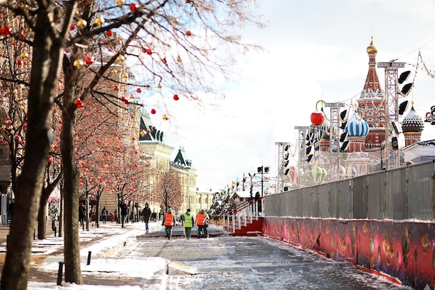 Winter snow landscape in the Russian capital Moscow