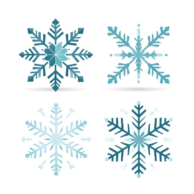 winter snowflake illustration on blue background set White background HD Photo Isolated white backgr