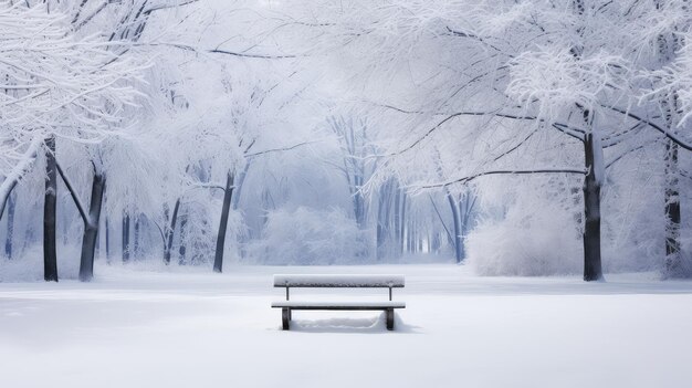 Winter snowy bench