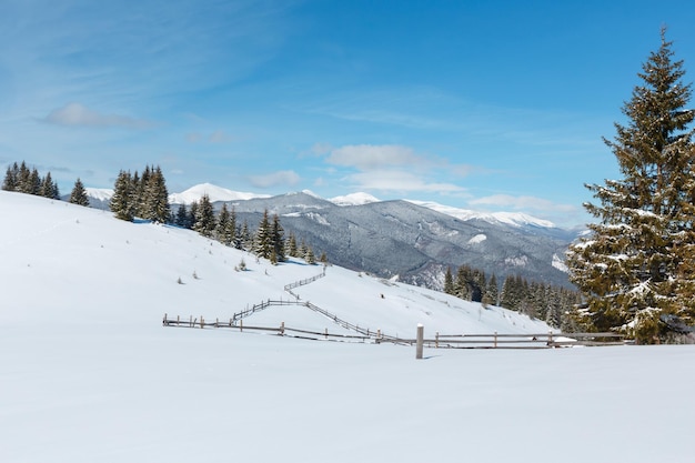 Winter snowy Carpathian mountains Ukraine