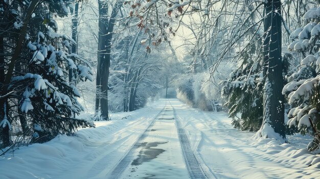 Photo winter snowy driveway