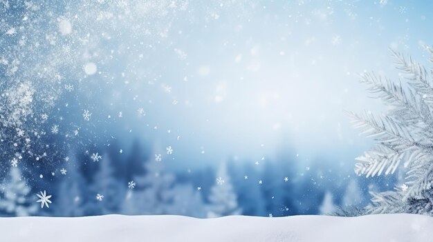 Winter snowy landscape background for christmas or new year holidays