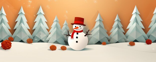 Photo winter snowy landscape illustration christmas greeting card panorama generative ai