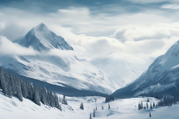 写真 冬の雪の山の風景